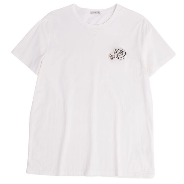 約46cm袖丈美品 モンクレール MONCLER 2019 Tシャツ カットソー ロゴ コットン トップス メンズ XL ホワイト