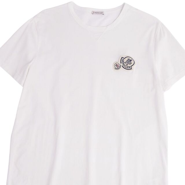 美品 モンクレール MONCLER 2019 Tシャツ カットソー ロゴ コットン トップス メンズ XL ホワイト