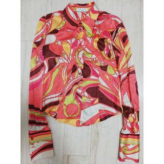 EMILIO PUCCI ブラウス 40(M位) 白系xピンクx黄等(総柄)