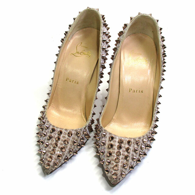 ベージュゴールド素材ラインChristian Louboutin FOLLIES SPIKES スパイク