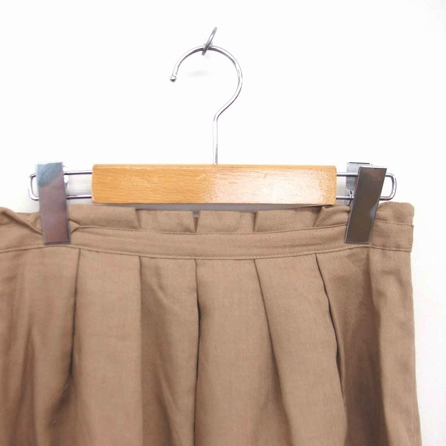 フリーズフレーズ フレア スカート ミニ ウール混 薄手 S ベージュ 茶 レディースのスカート(ミニスカート)の商品写真