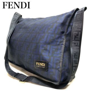 フェンディ(FENDI)のFENDI フェンディ ズッカ ブルー/ブラック ショルダーバッグ(ショルダーバッグ)