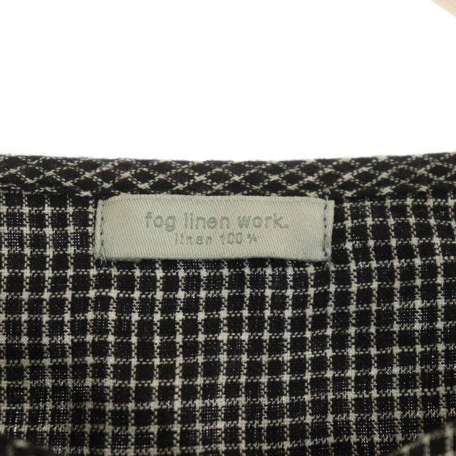 fog linen work(フォグリネンワーク)のフォグリネンワーク ノーカラーチェックシャツ ブラウス リネン 長袖 九分袖 レディースのトップス(シャツ/ブラウス(長袖/七分))の商品写真