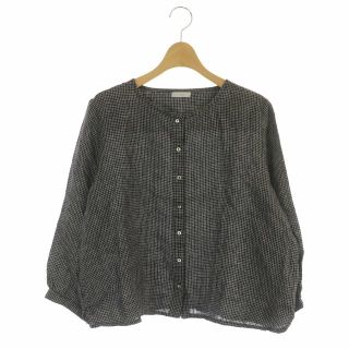 フォグリネンワーク(fog linen work)のフォグリネンワーク ノーカラーチェックシャツ ブラウス リネン 長袖 九分袖(シャツ/ブラウス(長袖/七分))