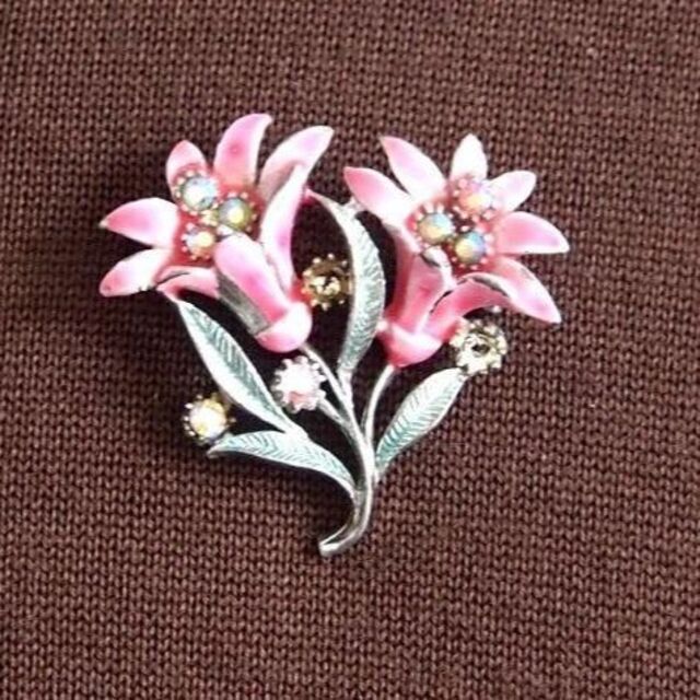 1950 エナメル お花ブローチ