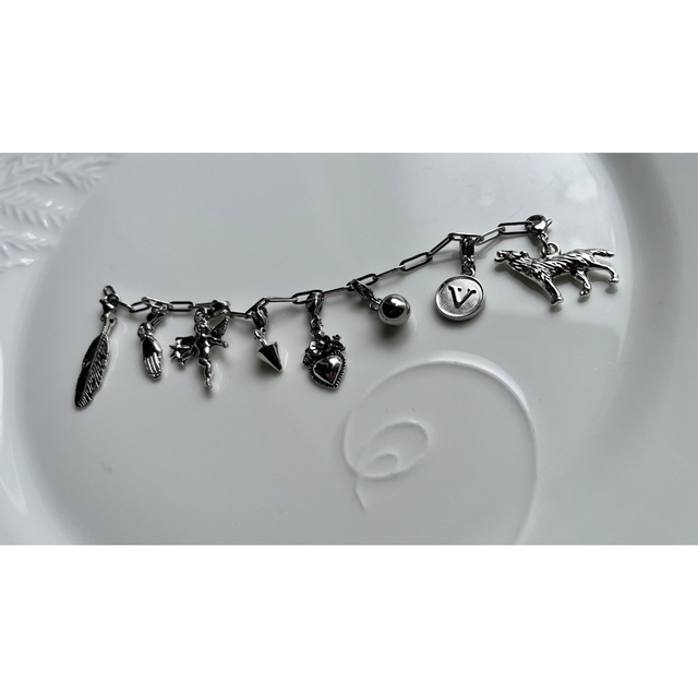 チャームセレクトシリーズ　ブルーグレー淡水パール　ステンレス ハンドメイドのアクセサリー(ネックレス)の商品写真