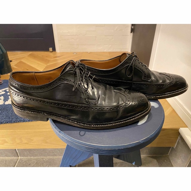 程度良好Alden 9751 ブラックコードバンウィングチップシューズ-