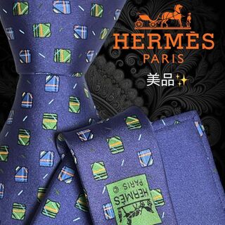 エルメス(Hermes)の【世界最高峰ネクタイ✨️美品✨】HERMES パープルネイビー系 総柄(ネクタイ)