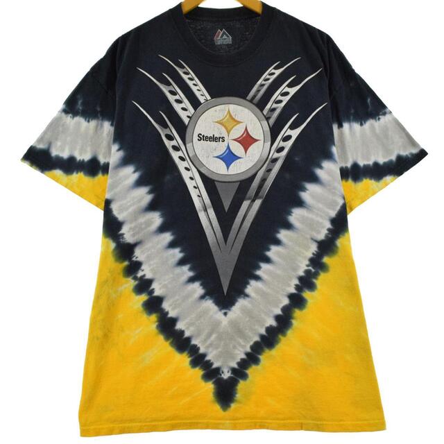 Majestic NFL PITTSBURGH STEELERS ピッツバーグスティーラーズ タイダイ柄 両面プリント スポーツプリントTシャツ メンズXXL /eaa317285