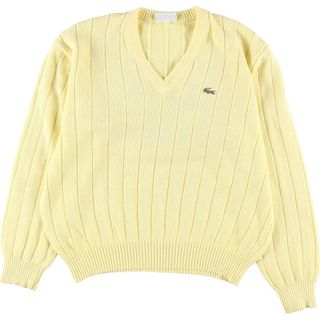 ラコステ(LACOSTE)の古着 70年代 ラコステ LACOSTE CHEMISE フレンチラコステ リブ編み Vネック コットンニットセーター フランス製 4 メンズXL ヴィンテージ /eaa317617(ニット/セーター)