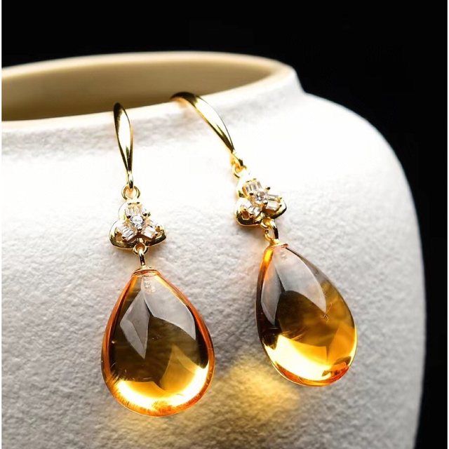 天然】シトリン ピアス s925 17*13*8mm | www.viarengosergioserramenti.it
