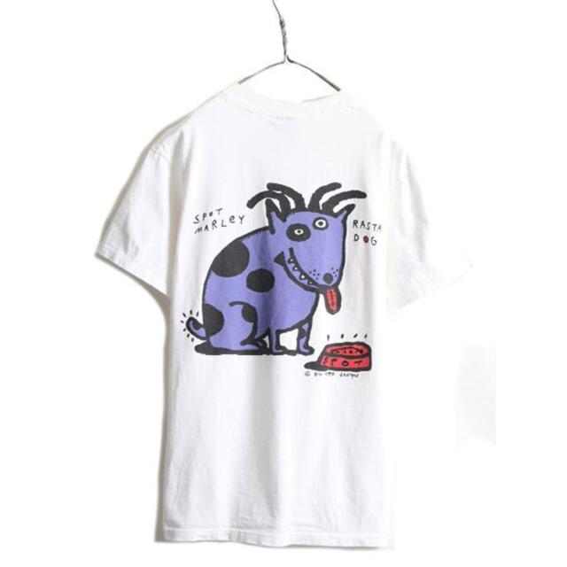 90s BIGHEAD designs アニマル アート 両面プリント Tシャツ 2022人気の ストリート感 アニマルフォトデザイン タンクトップ 虎 人 ビッグプリント