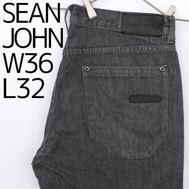 Sean John(ショーンジョン)のW36 SEANJOHN ショーンジョン ロゴ極太バギーデニムボトム ブラック メンズのパンツ(デニム/ジーンズ)の商品写真