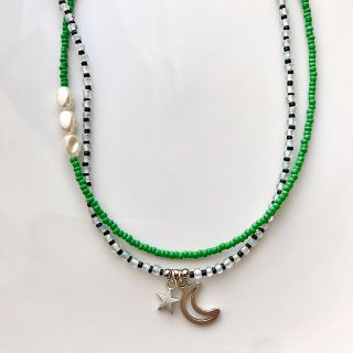  beads necklace＊Green×Stars 2本set(ネックレス)