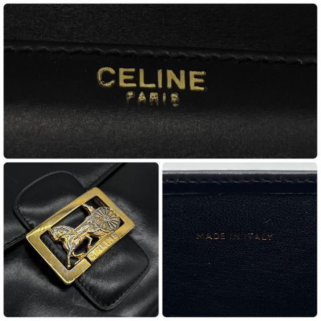 古着屋avancer【美品】CELINE セリーヌ 馬車 馬車金具 ゴールド金具 ショルダーバッグ