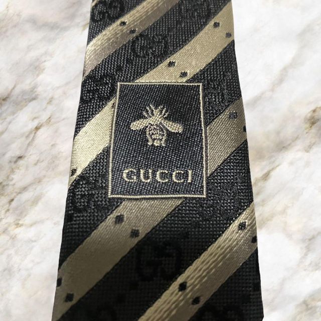 新品未使用】GUCCI グッチ GG柄 シルク100%高級ネクタイ ブラック 特別