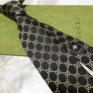 グッチ(Gucci)の【新品未使用】GUCCI グッチ GG柄 シルク100%高級ネクタイ ブラック(ネクタイ)