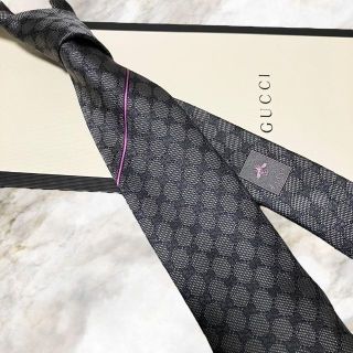 グッチ(Gucci)の【新品未使用】GUCCI グッチ GG柄 シルク100%高級ネクタイ グレー(ネクタイ)