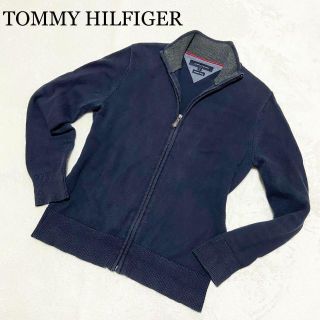 トミーヒルフィガー(TOMMY HILFIGER)のトミーヒルフィガー　カーディガン　ネイビー　コットン　ワンポイント　S(カーディガン)