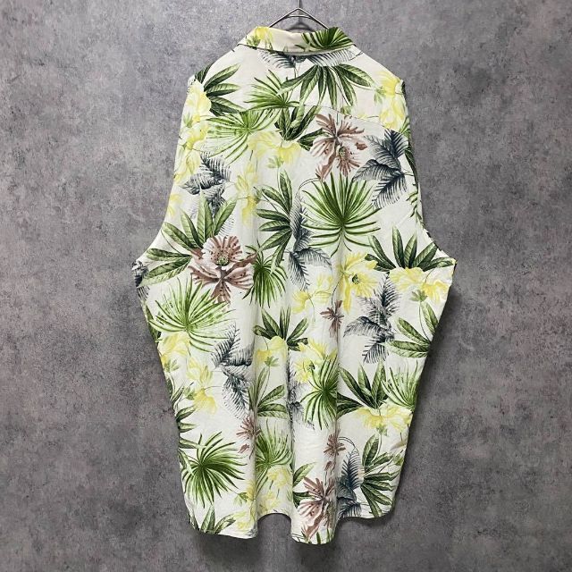 00S 柄シャツ アロハ 半袖 メンズ XXL 古着 総柄 個性派 大きめ A2