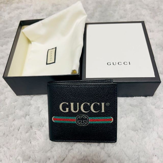 新品未使用】GUCCI グッチ メンズ 二つ折り財布 496316 ブラック-