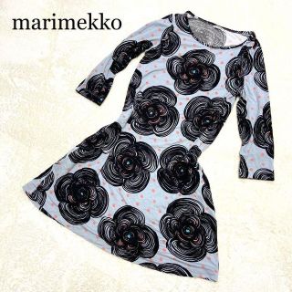 マリメッコ(marimekko)のマリメッコ　ワンピース　花柄　ドット　植物柄　ジャージ素材(ひざ丈ワンピース)