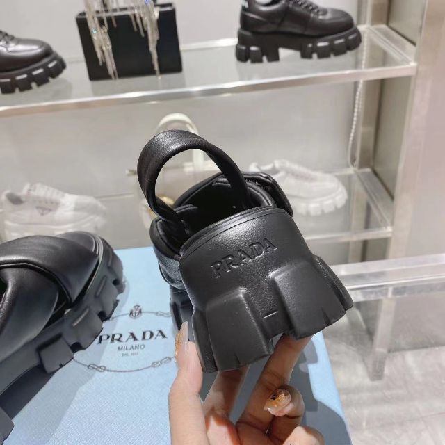 PRADA◇モノリス ナッパレザー パデッド サンダル 36 cinema.sk