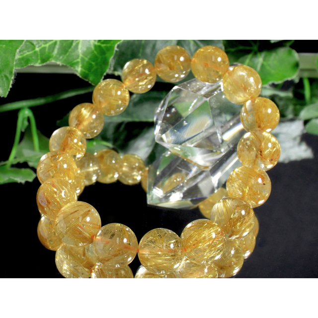 天然石ブレスレット ゴールドタイチンルチルクォーツ 金針水晶 /12