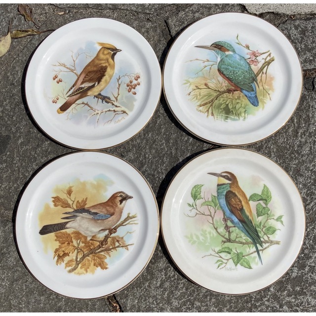 英国製　vintage　ROYAL VALE 野鳥の皿　15cm 4種　送料無料インテリア/住まい/日用品