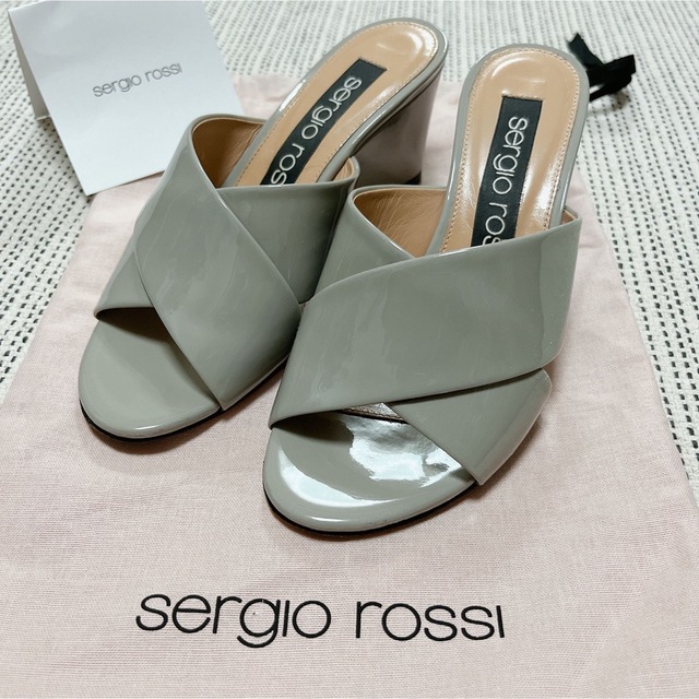セルジオロッシエナメル ウェッジソール サンダルグレー sergiorossi