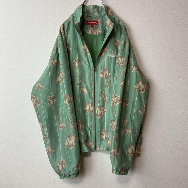 【名作19ss】Supreme FloralSilk古着トラックジャケット緑M