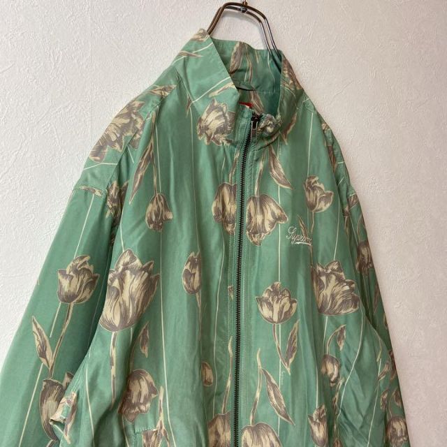名作19ss】Supreme FloralSilk古着トラックジャケット緑M eva.gov.co