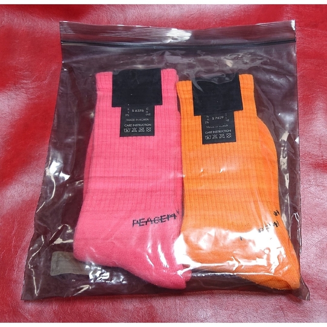 PEACEMINUSONE SOCKS ソックス オレンジ ピンク