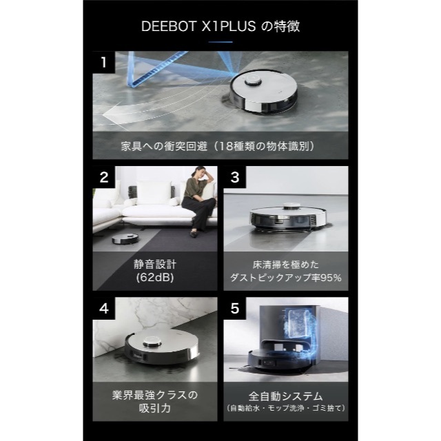 【新品未使用】 DEEBOT X1 OMNI DEX11 エコバックス スマホ/家電/カメラの生活家電(洗濯機)の商品写真