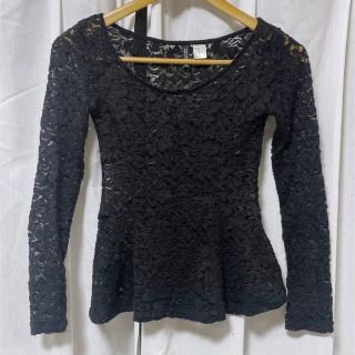 エイチアンドエム(H&M)の♡H＆M♡ブラックレーストップス♡(カットソー(長袖/七分))