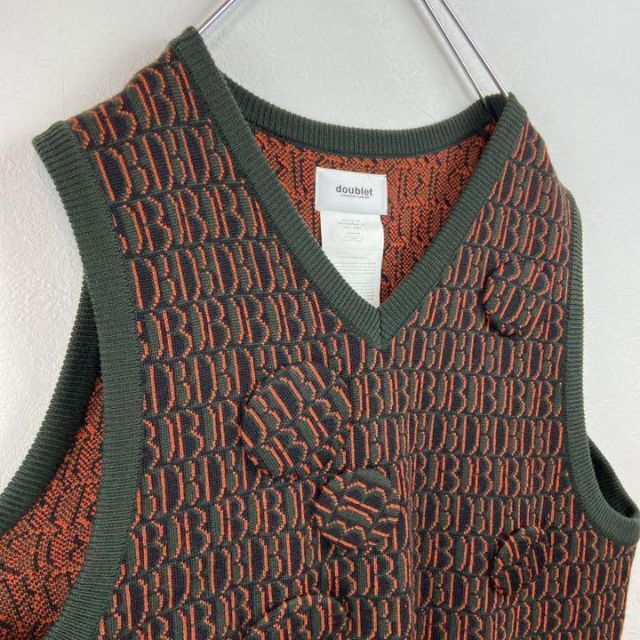 即完売モデル】doublet21aw モノグラムニットベスト古着 入手困難-