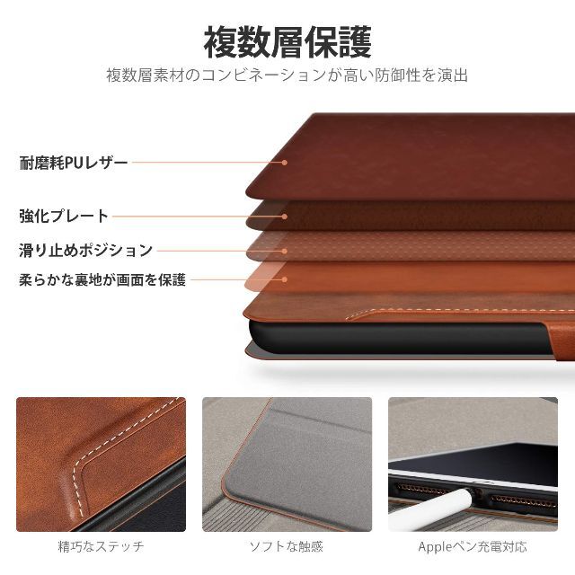 【色:ブラウン】Antbox iPad 第9世代ケース iPad 10.2 ケー 7
