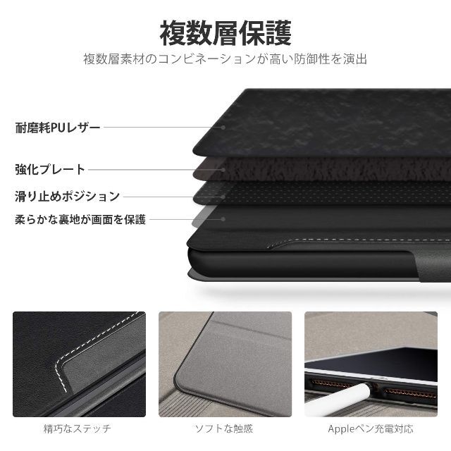 【色:ブラック】Antbox iPad 10.2 ケース iPad 第9世代/第 7