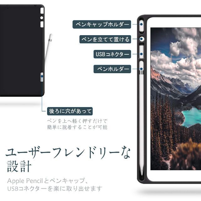 【色:ダークブルー】Antbox iPad 第9世代/第8世代ケース ソフトPU 4