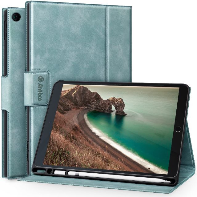 【色:ブルー】Antbox iPad 第9世代/第8世代ケース ソフトPUレザー