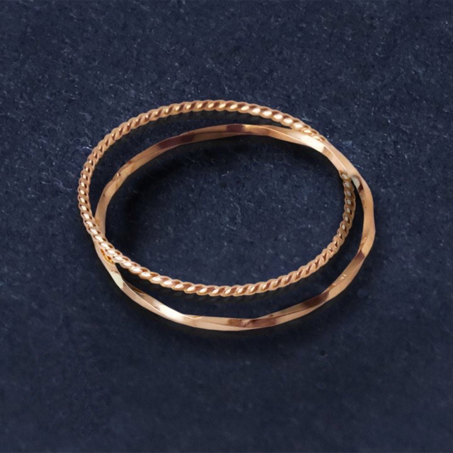 K10 ピンクゴールド 2連リング（3号〜15号）【10金 刻印】日本製 指輪