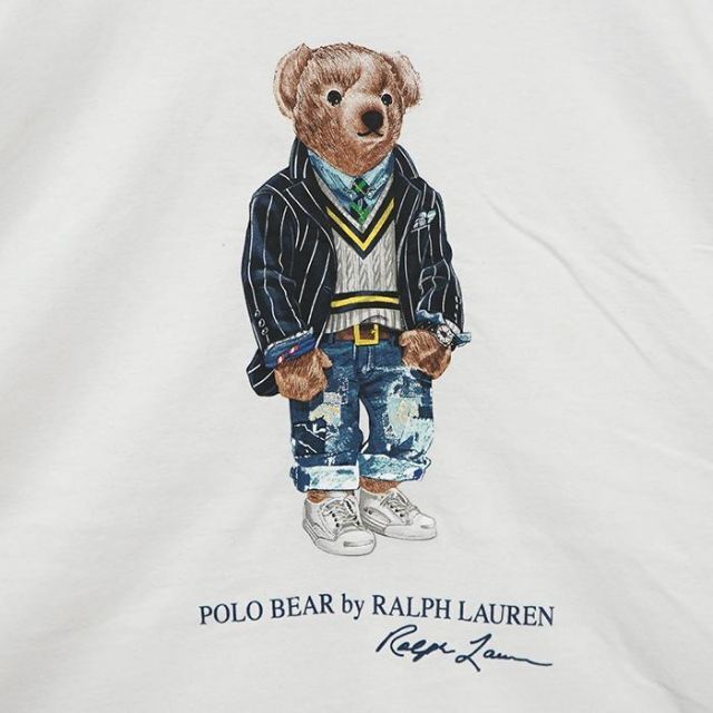 POLO RALPH LAUREN(ポロラルフローレン)のポロラルフローレン ポロベア プリントTシャツ XL ホワイト 白 青 激レア メンズのトップス(Tシャツ/カットソー(半袖/袖なし))の商品写真