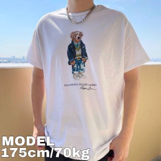 ポロラルフローレン(POLO RALPH LAUREN)のポロラルフローレン ポロベア プリントTシャツ XL ホワイト 白 青 激レア(Tシャツ/カットソー(半袖/袖なし))