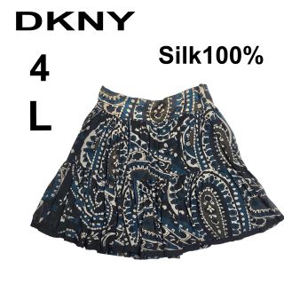 ダナキャランニューヨーク(DKNY)の【極美品】DKNY シルク100% ミステリアスな柄 大人なティアードスカート(ひざ丈スカート)