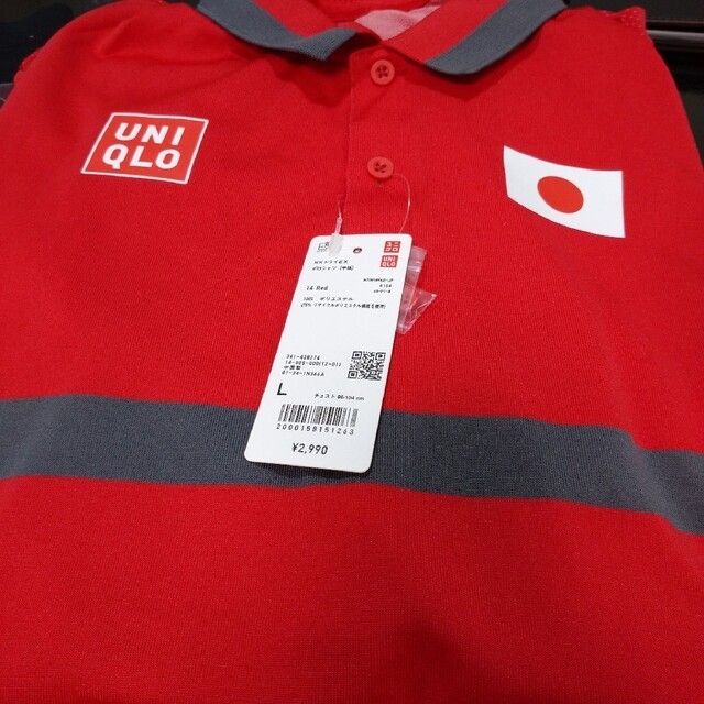 UNIQLO(ユニクロ)のユニクロ 錦織圭 レッド ドライEX ポロシャツ L　赤　ポロ メンズのトップス(Tシャツ/カットソー(半袖/袖なし))の商品写真