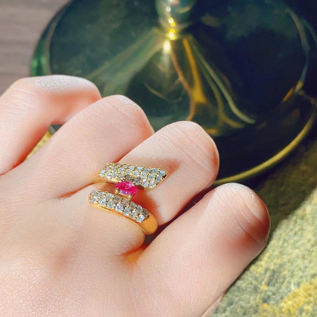 天然 ルビー ダイヤモンド リング 0.25ct k18 ^ | malcherefarias.com.br