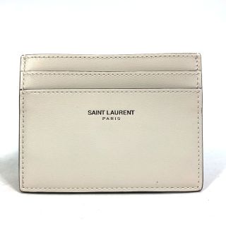 サンローラン(Saint Laurent)のサンローランパリ SAINT LAURENT PARIS ロゴ 375946 パスケース 名刺入れ カードケース レザー ホワイト 未使用(パスケース/IDカードホルダー)