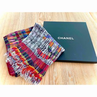 シャネル(CHANEL)のシャネル オレンジ系総柄 カシミヤ&シルクショール(マフラー/ショール)