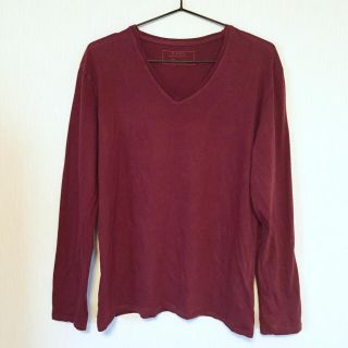 ザラ(ZARA)の【ZARA】ワインレッドVネックロングTシャツ(Tシャツ/カットソー(七分/長袖))