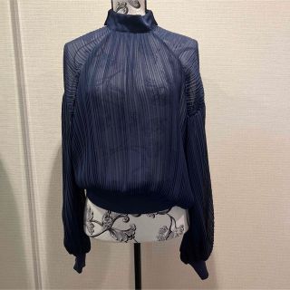 ダブルスタンダードクロージング(DOUBLE STANDARD CLOTHING)のダブスタ★ ソブ　ネイビーブラウス　美品(シャツ/ブラウス(長袖/七分))